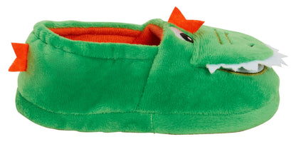 Boys Dinosaur Slippers Kids Novelty Dino Open & Close Mouth Slip On Plush Mules
