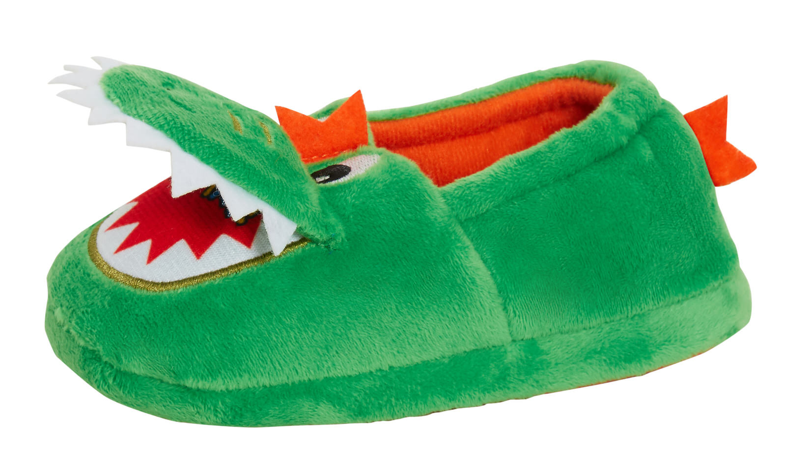 Boys Dinosaur Slippers Kids Novelty Dino Open & Close Mouth Slip On Plush Mules