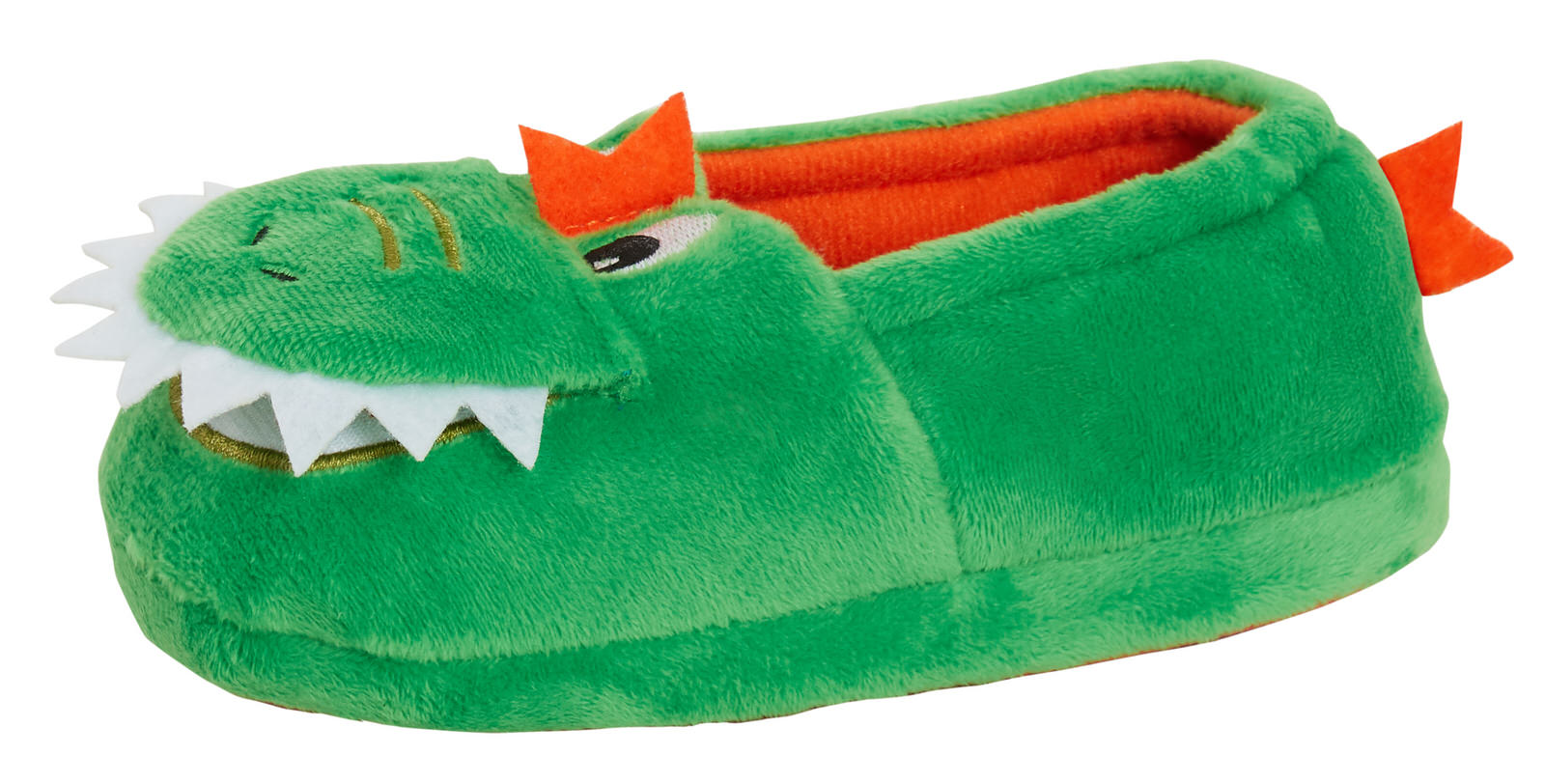Boys Dinosaur Slippers Kids Novelty Dino Open & Close Mouth Slip On Plush Mules