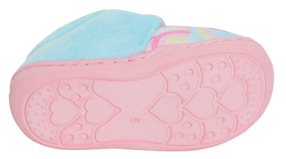 Girls Unicorn Slippers Kids Sequin Rainbow Easy Fasten Fleece Lined Indoor Shoes