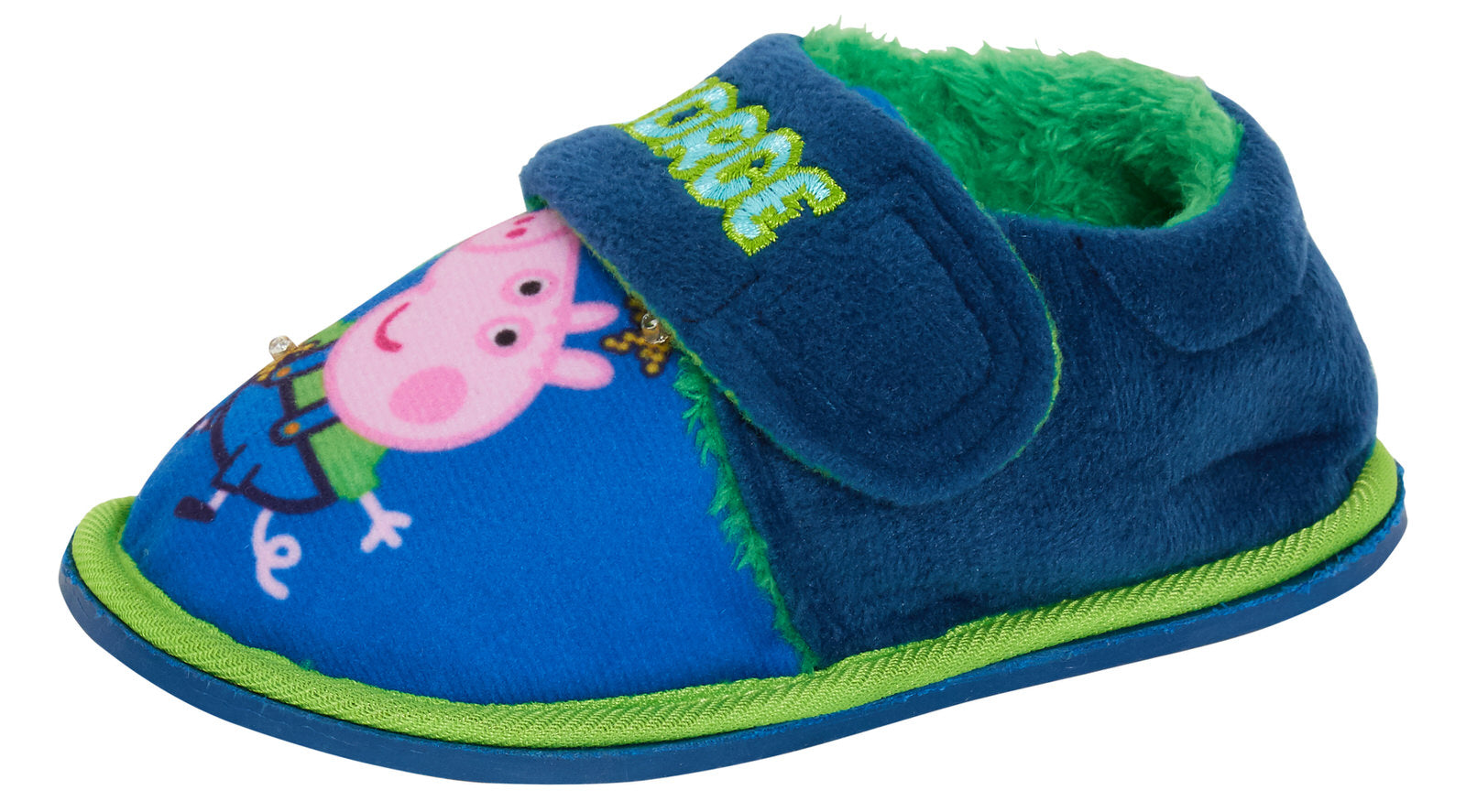 Boys Peppa Pig George Pig Light Up Slippers Infants Dino Fur Lined House Shoes