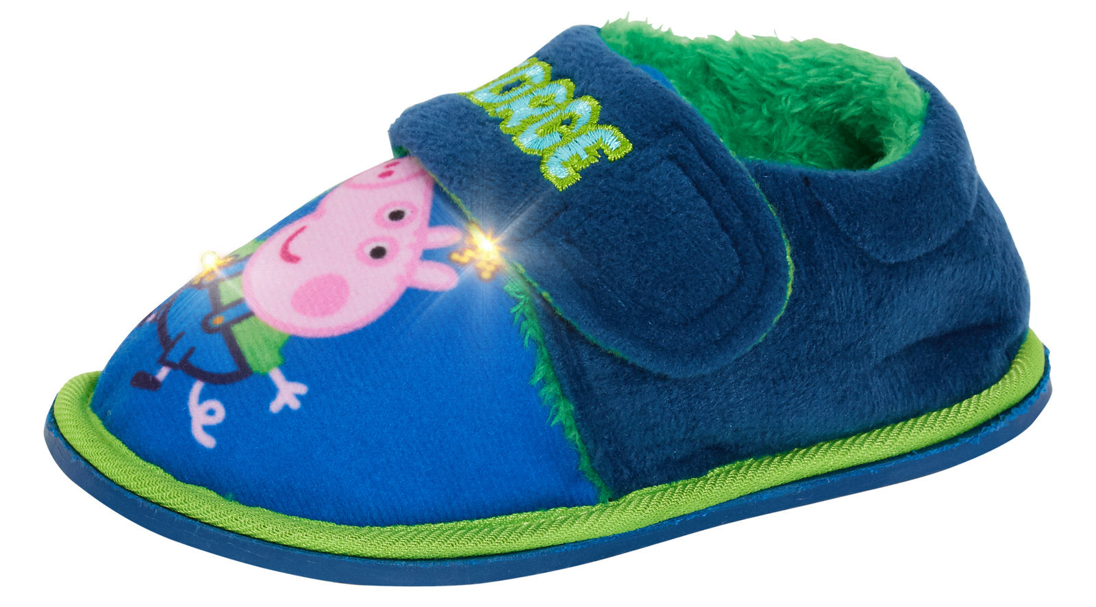 Boys Peppa Pig George Pig Light Up Slippers Infants Dino Fur Lined House Shoes