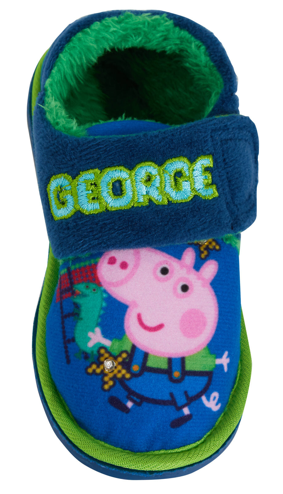 Boys Peppa Pig George Pig Light Up Slippers Infants Dino Fur Lined House Shoes