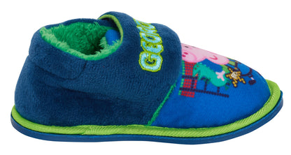 Boys Peppa Pig George Pig Light Up Slippers Infants Dino Fur Lined House Shoes