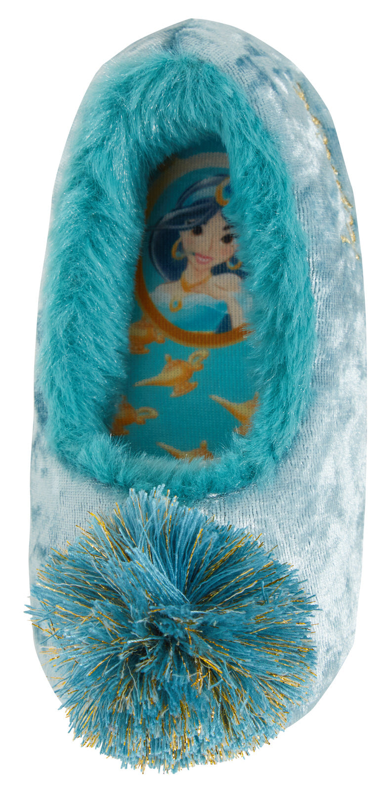 Girls Disney Princess Jasmine Slippers Kids Aladdin Fleece Lined Dress Up Pumps