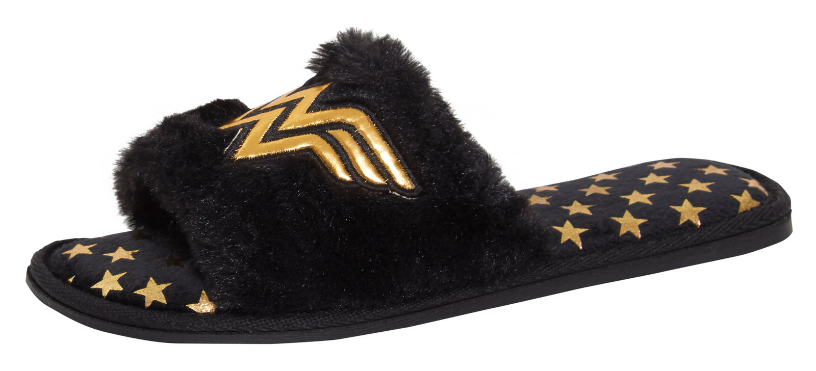 Womens Wonder Woman Slippers Faux Fur Open Toe Slipper Mules Sliders House Shoes