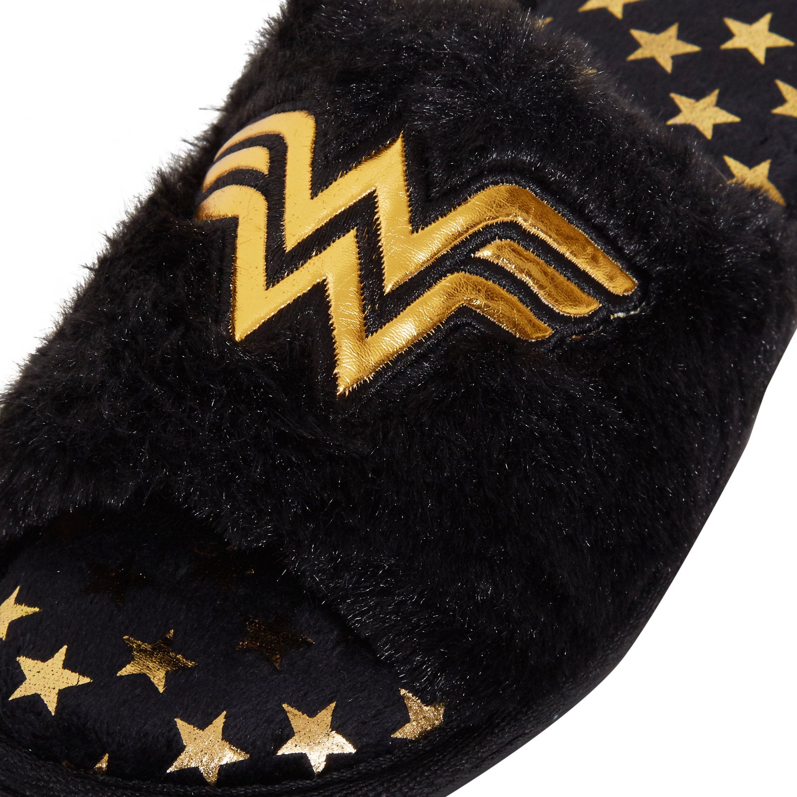 Womens Wonder Woman Slippers Faux Fur Open Toe Slipper Mules Sliders House Shoes