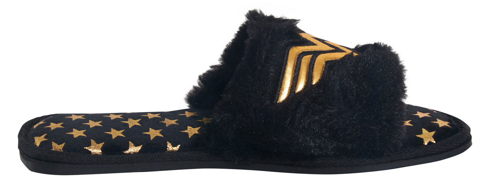 Womens Wonder Woman Slippers Faux Fur Open Toe Slipper Mules Sliders House Shoes