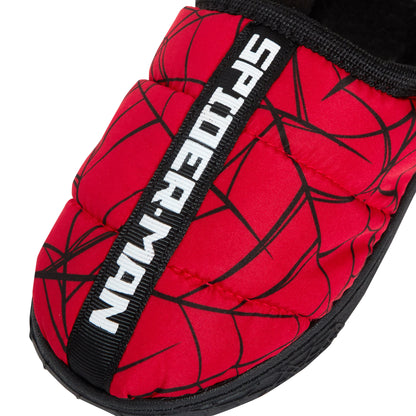 Boys Spider-Man Slippers Kids Marvel Quilted Fleece Lined Slip On House Shoes