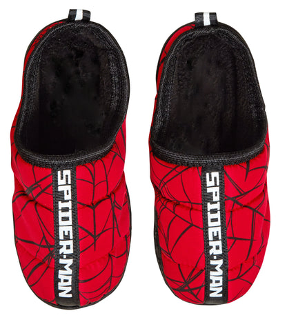 Boys Spider-Man Slippers Kids Marvel Quilted Fleece Lined Slip On House Shoes