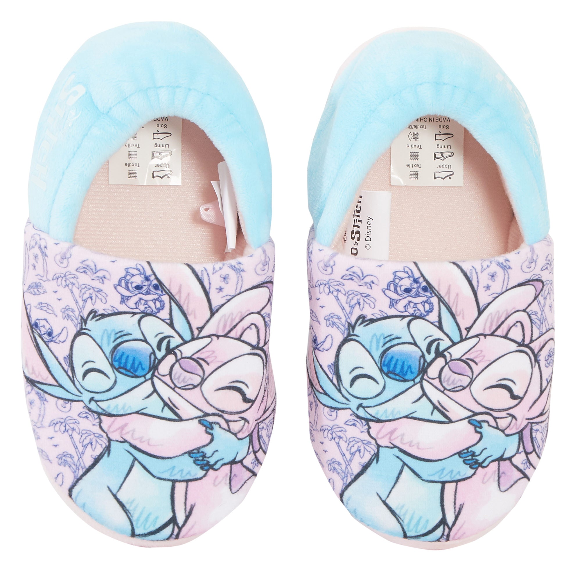Girls Disney Stitch Slippers For Kids Stitch & Angel Slip On House Shoes Mules