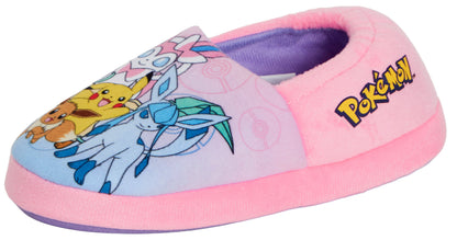 Girls Pokemon Slippers For Kids Pikachu Eevee Slip On House Shoes Fleece Mules