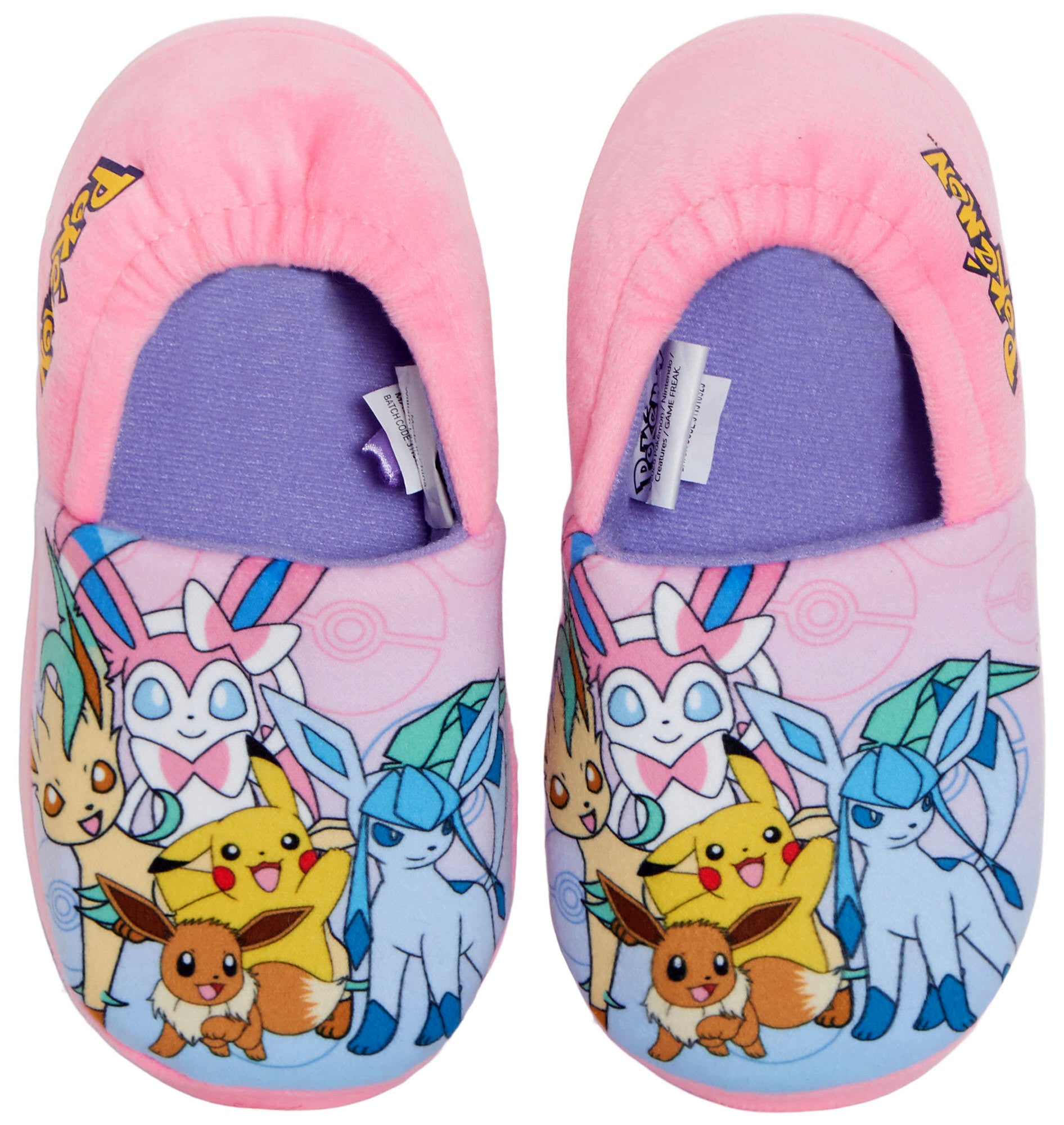 Girls Pokemon Slippers For Kids Pikachu Eevee Slip On House Shoes Fleece Mules