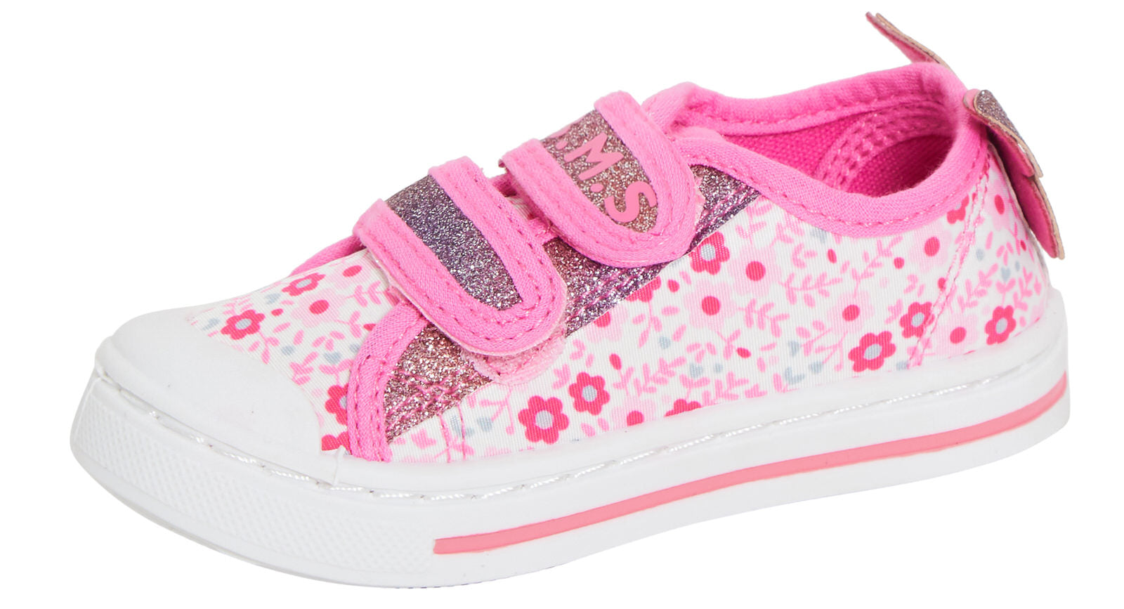 Girls Glitter Butterfly Canvas Pumps Kids Easy Touch Fasten Plimsolls Trainers