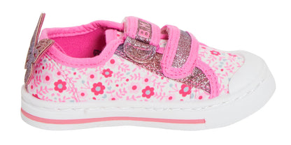Girls Glitter Butterfly Canvas Pumps Kids Easy Touch Fasten Plimsolls Trainers