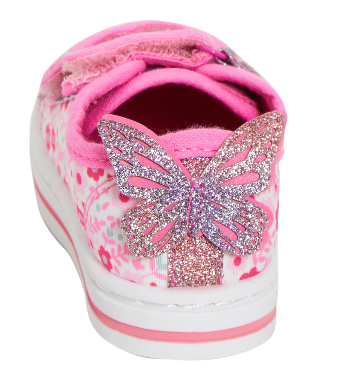 Girls Glitter Butterfly Canvas Pumps Kids Easy Touch Fasten Plimsolls Trainers