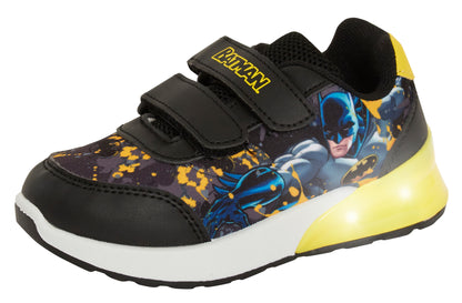 Batman Light Up Boys Trainers with Flashing Lights Kids DC Comics Skate Shoes
