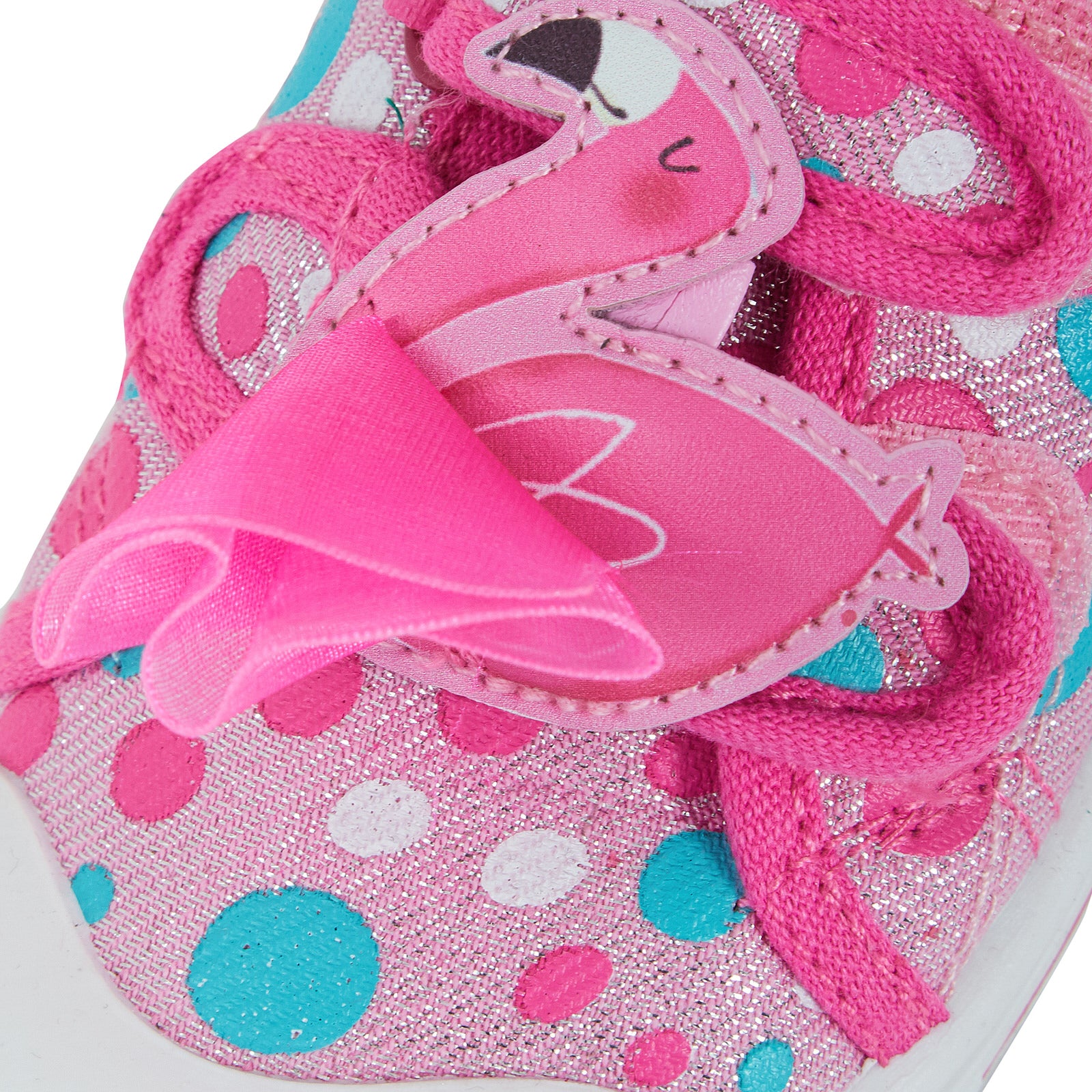 Kids Easy Fasten Flamingo Canvas Pumps Girls Casual Polka Dot Plimsolls Shoes