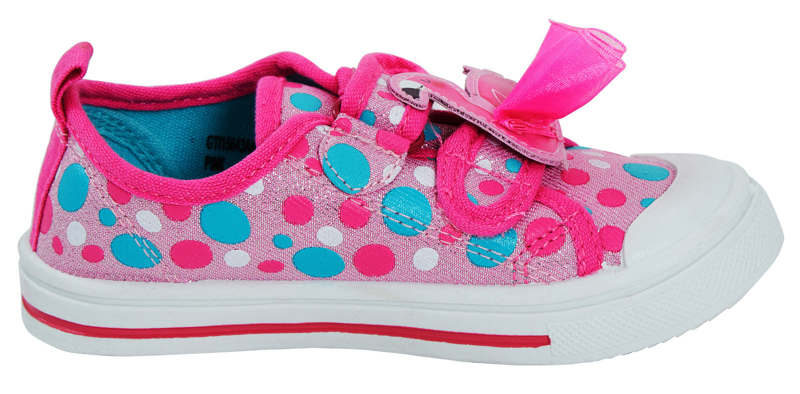 Kids Easy Fasten Flamingo Canvas Pumps Girls Casual Polka Dot Plimsolls Shoes
