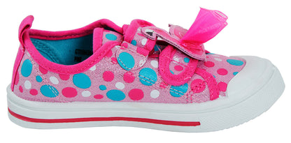 Kids Easy Fasten Flamingo Canvas Pumps Girls Casual Polka Dot Plimsolls Shoes