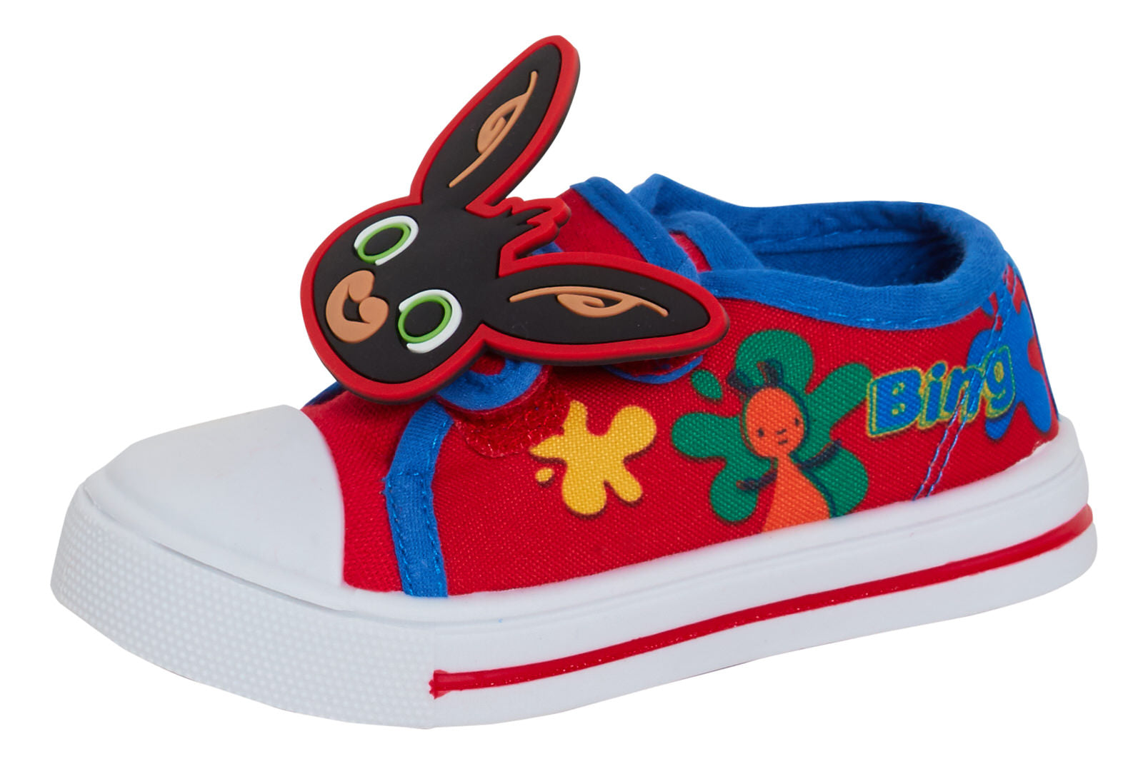 Bing Bunny Canvas Pumps Kids Character 3D Badge Easy Fasten Trainers Plimsolls