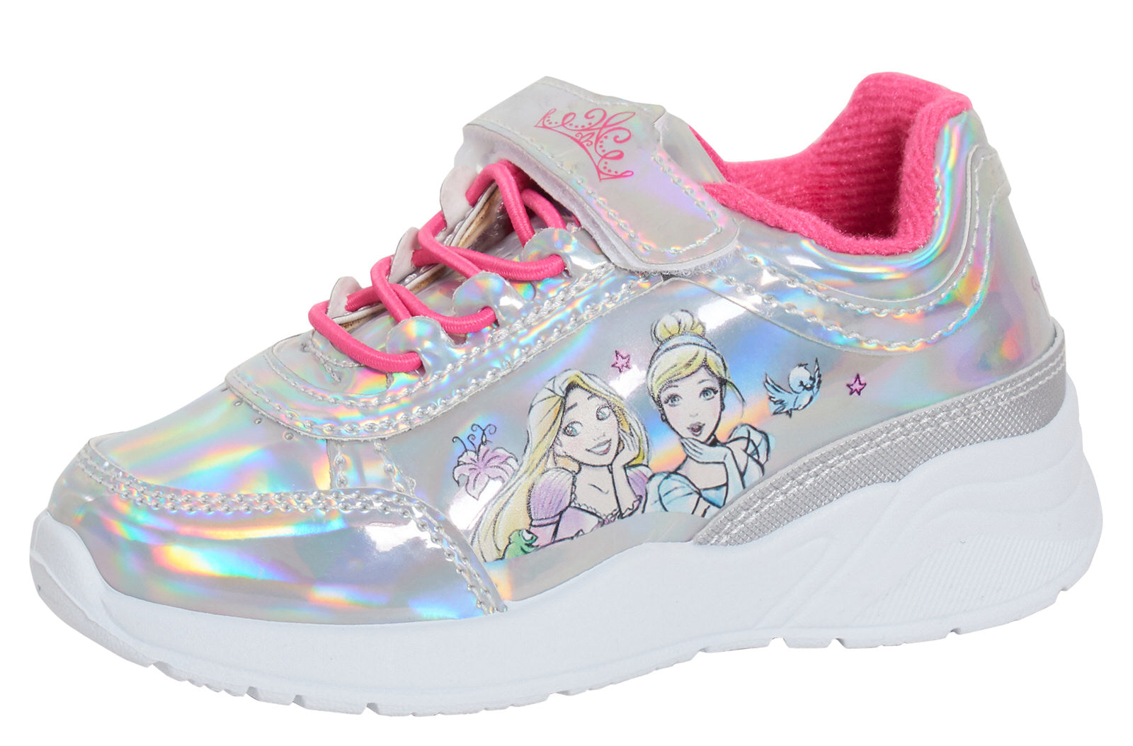 Disney Princess Girls Trainers Holographic Kids Sports Shoes Ariel Rapunzel
