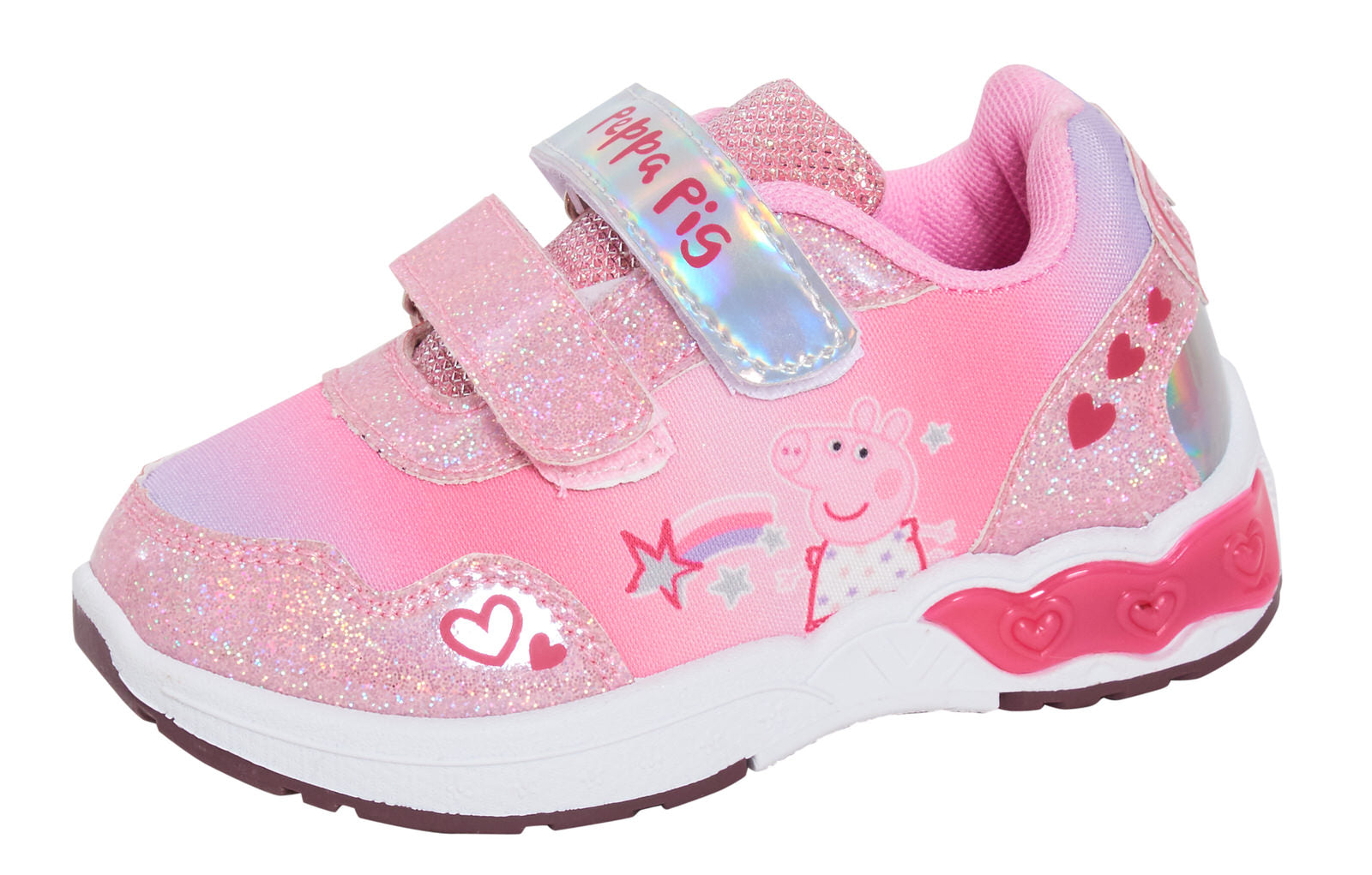 Girls Peppa Pig Light Up Trainers Kids Pink Flashing Lights Sports Shoes Pumps