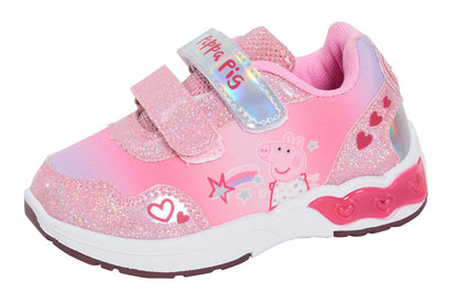 Girls Peppa Pig Light Up Trainers Kids Pink Flashing Lights Sports Shoes Pumps