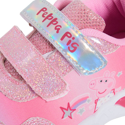 Girls Peppa Pig Light Up Trainers Kids Pink Flashing Lights Sports Shoes Pumps