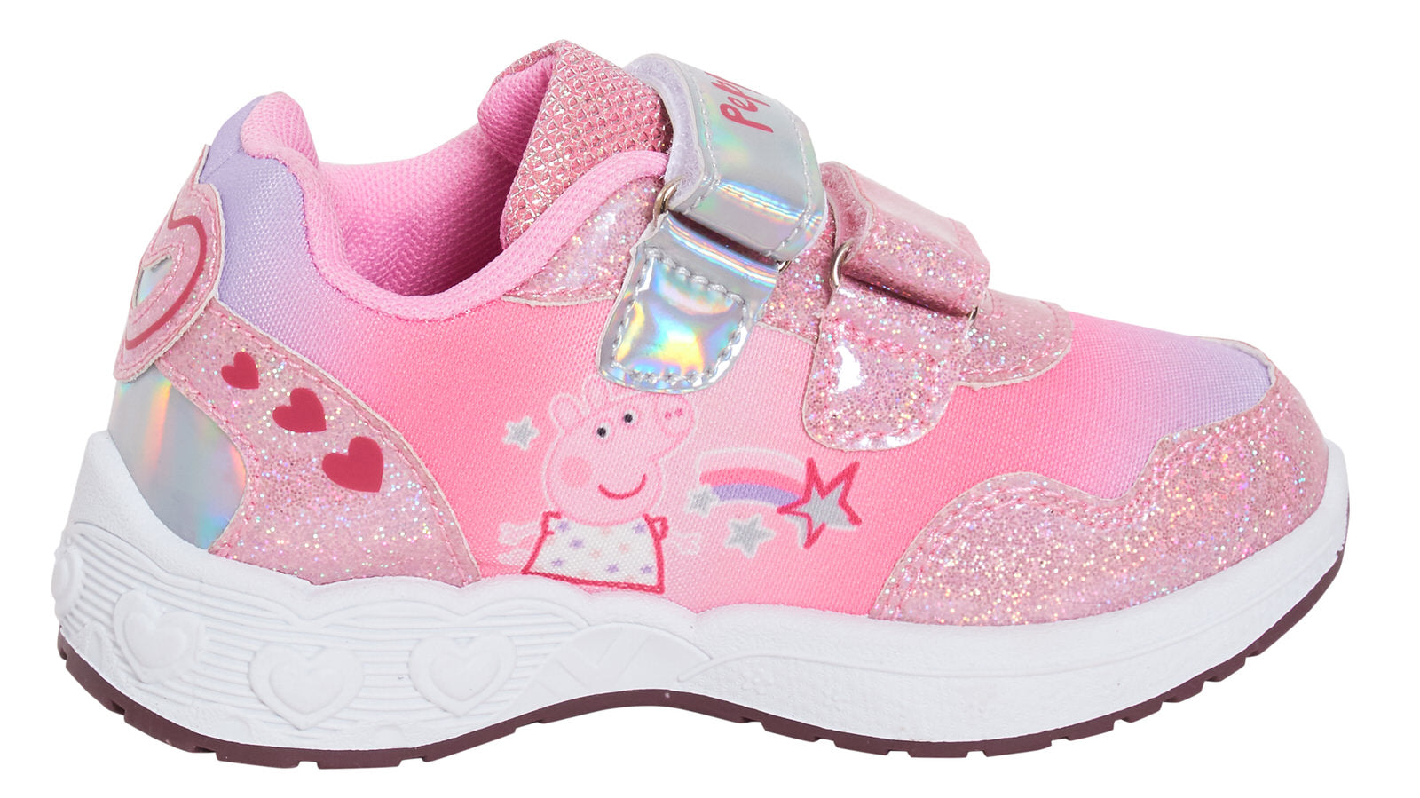 Girls Peppa Pig Light Up Trainers Kids Pink Flashing Lights Sports Shoes Pumps