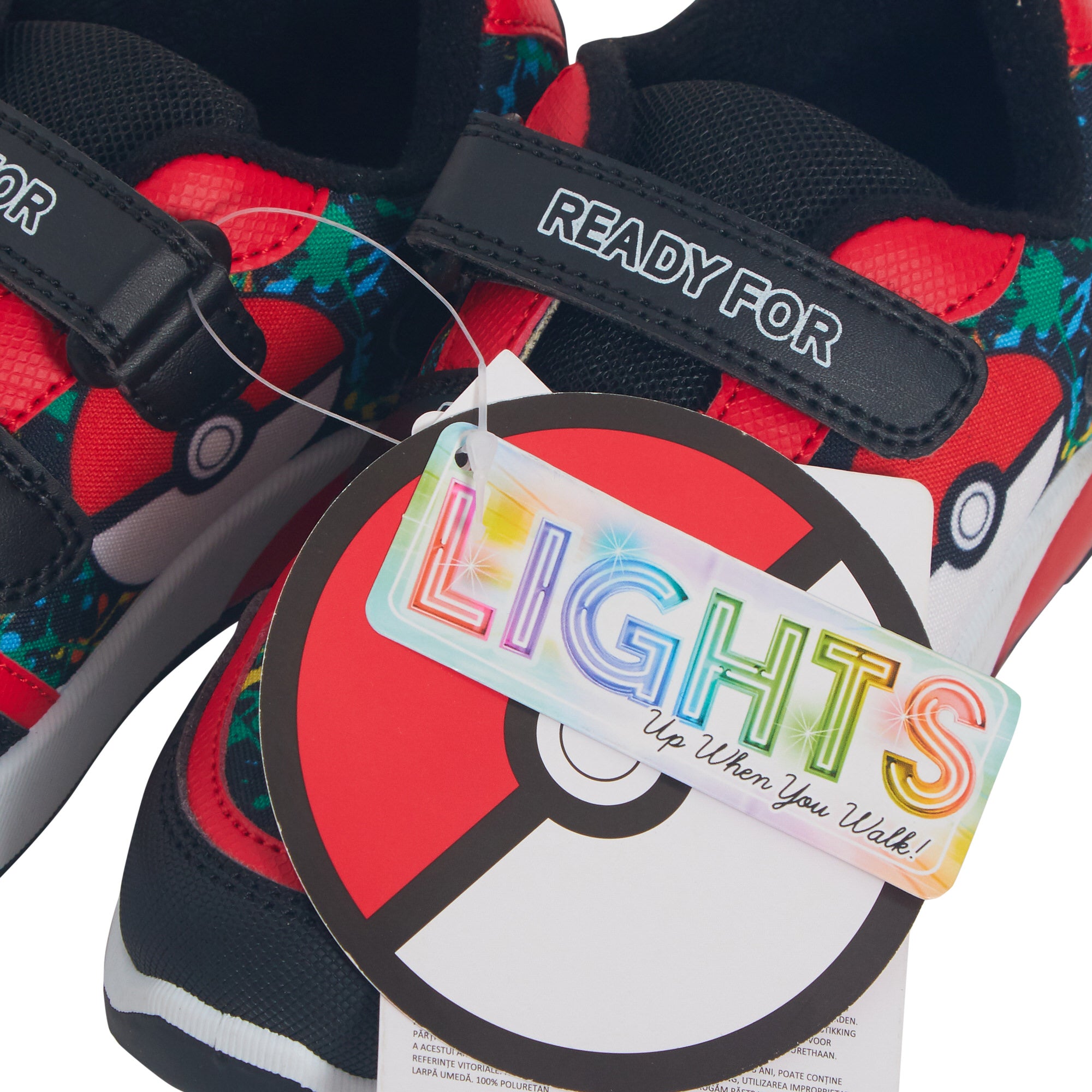 Kids Pokemon Light Up Trainers Pokeball Touch Fasten Sports Shoes With Lights