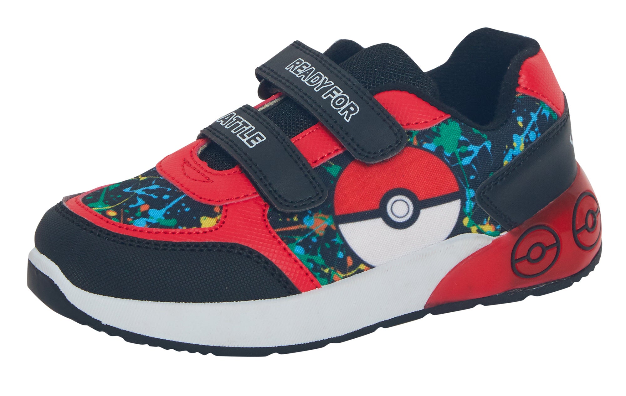 Kids Pokemon Light Up Trainers Pokeball Touch Fasten Sports Shoes With Lights
