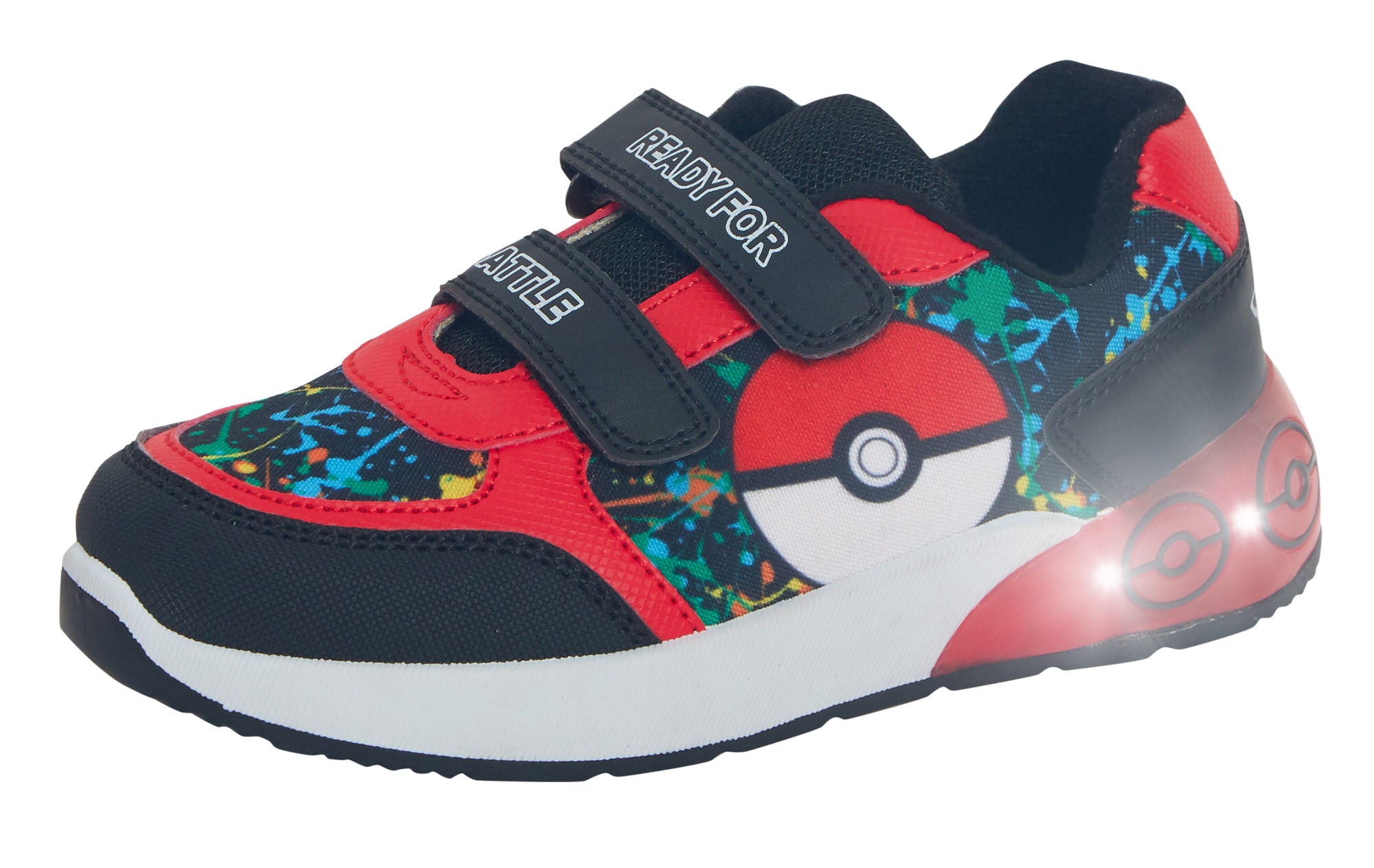 Kids Pokemon Light Up Trainers Pokeball Touch Fasten Sports Shoes With Lights