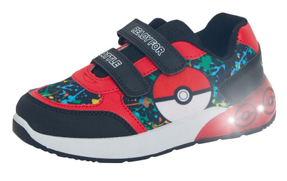 Kids Pokemon Light Up Trainers Pokeball Touch Fasten Sports Shoes With Lights