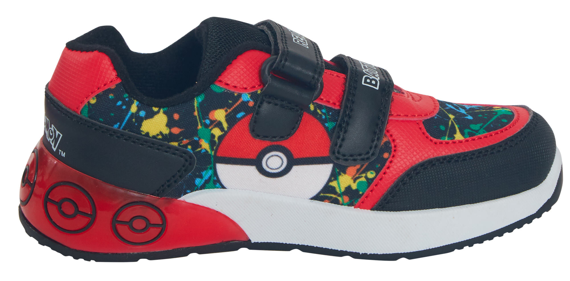 Kids Pokemon Light Up Trainers Pokeball Touch Fasten Sports Shoes With Lights
