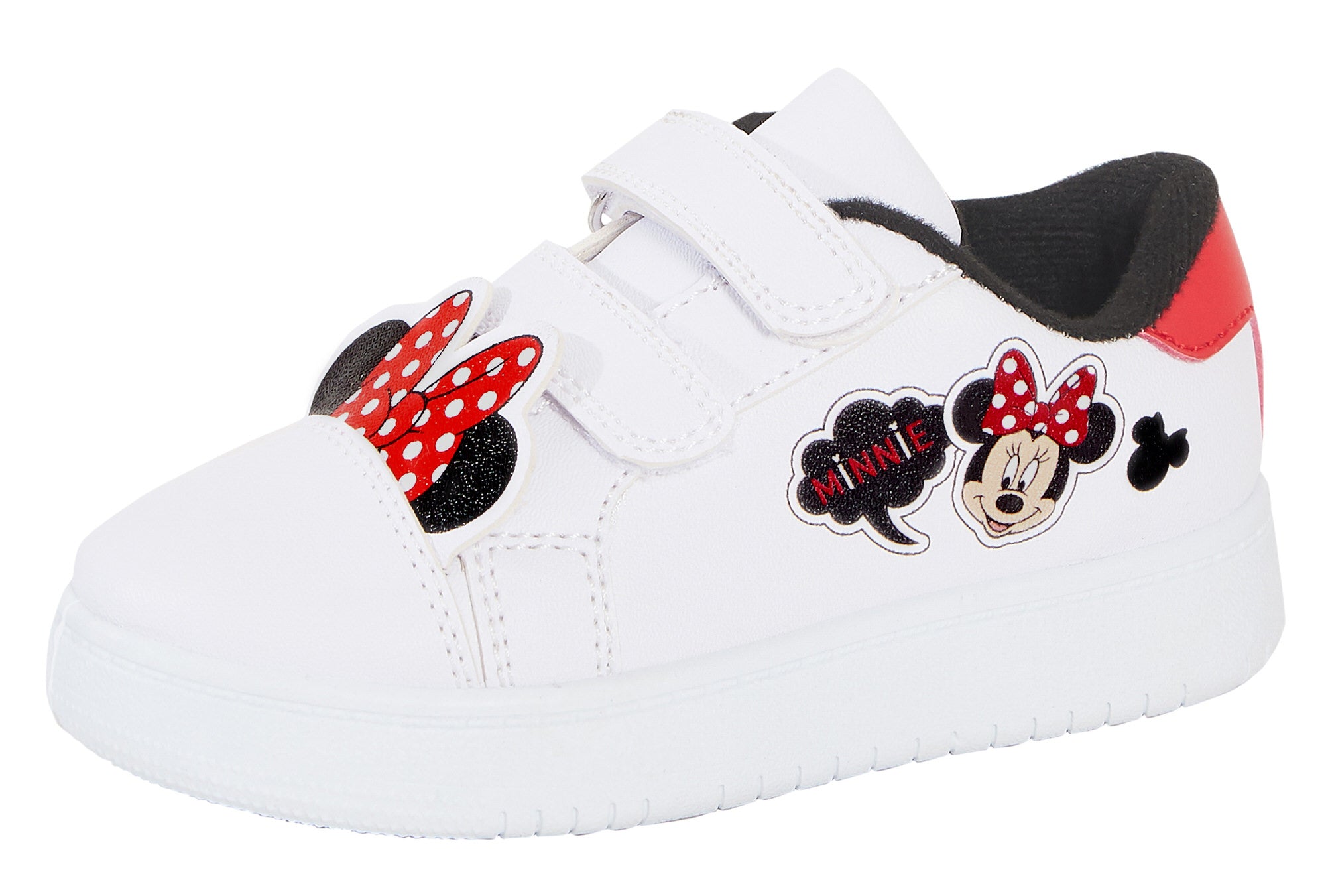Girls Disney Minnie Mouse Trainers 3D Ears White Sports Shoes Plimsoll Pumps