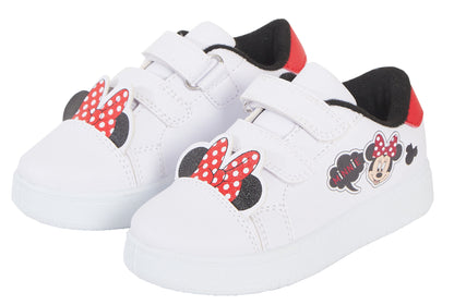 Girls Disney Minnie Mouse Trainers 3D Ears White Sports Shoes Plimsoll Pumps