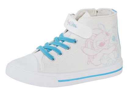 Girls Disney Stitch Hi Top Trainers Canvas Pumps Kids Teens Angel Sports Shoes