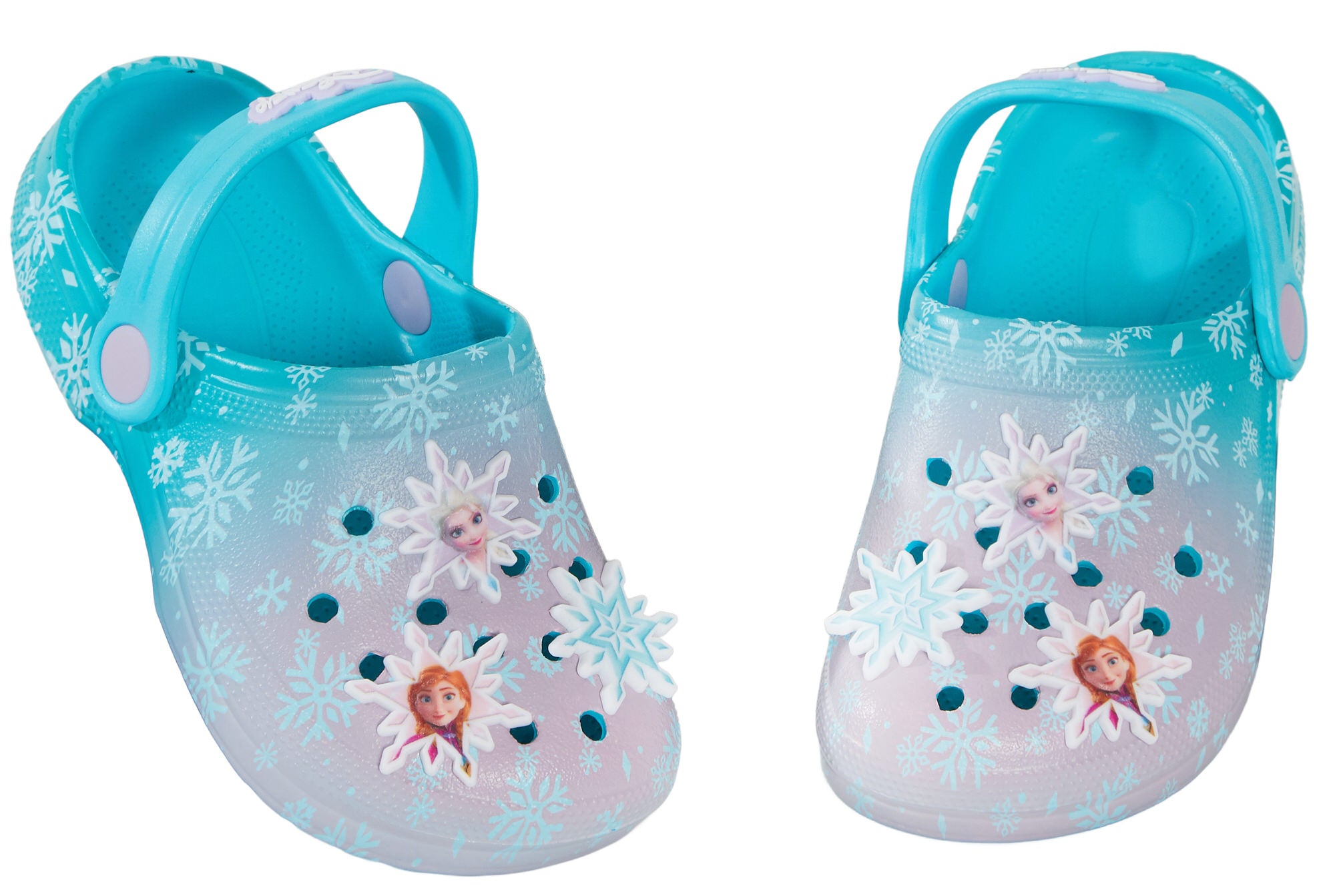 Disney Frozen Clogs Sandals + Charms Badges Kids Elsa Anna Sliders Beach Shoes