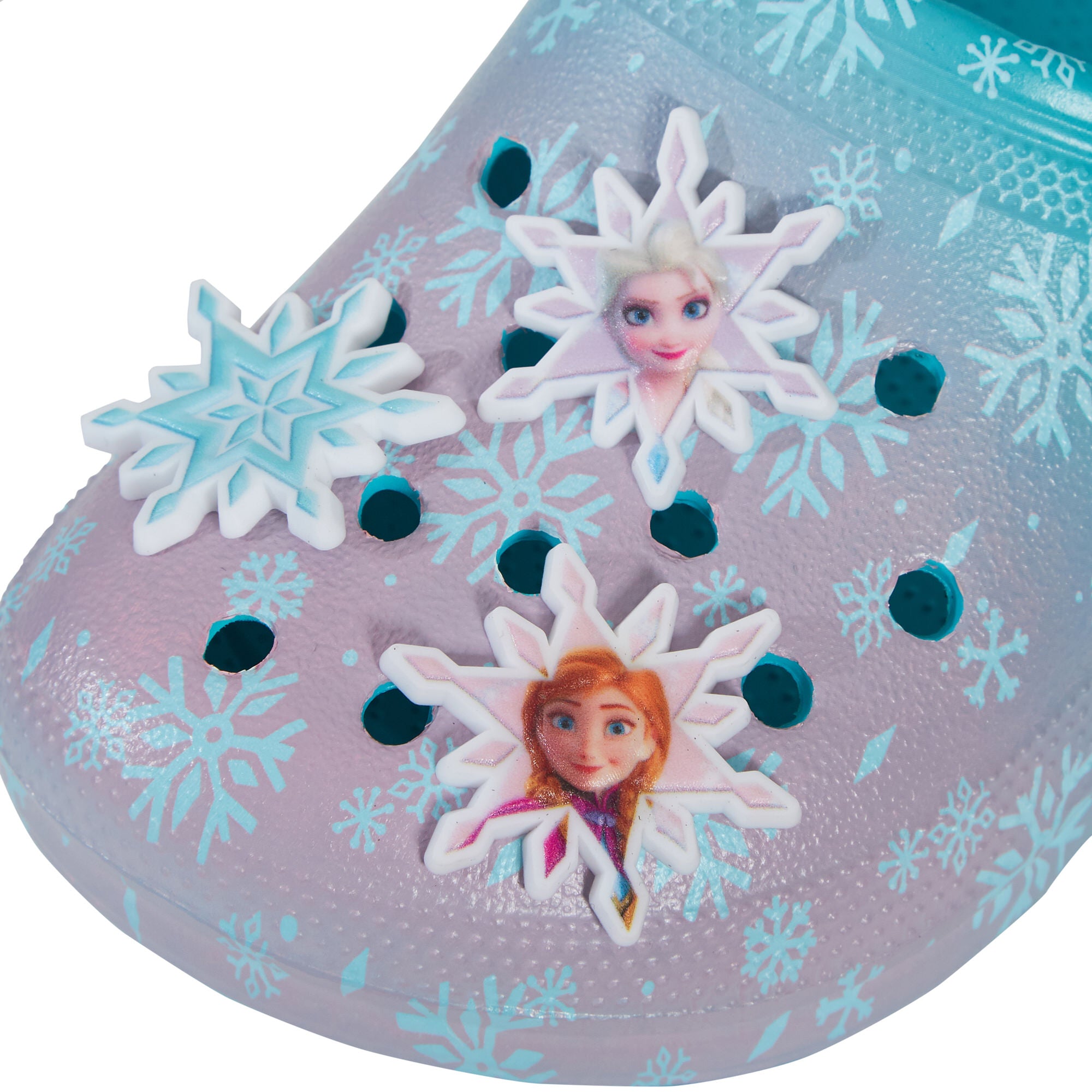 Disney Frozen Clogs Sandals + Charms Badges Kids Elsa Anna Sliders Beach Shoes