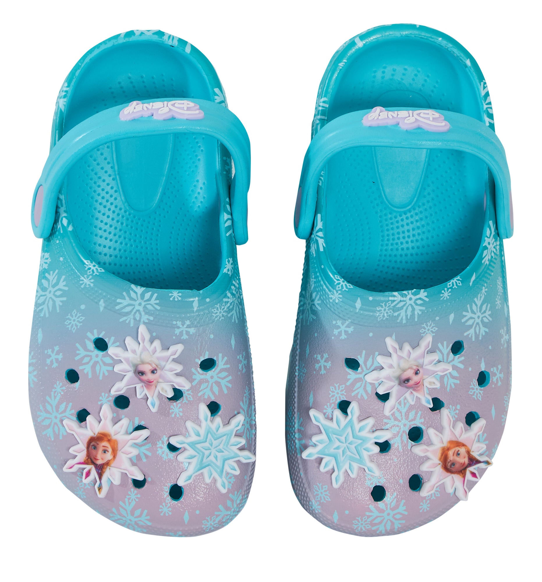 Disney Frozen Clogs Sandals + Charms Badges Kids Elsa Anna Sliders Beach Shoes