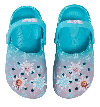 Disney Frozen Clogs Sandals + Charms Badges Kids Elsa Anna Sliders Beach Shoes