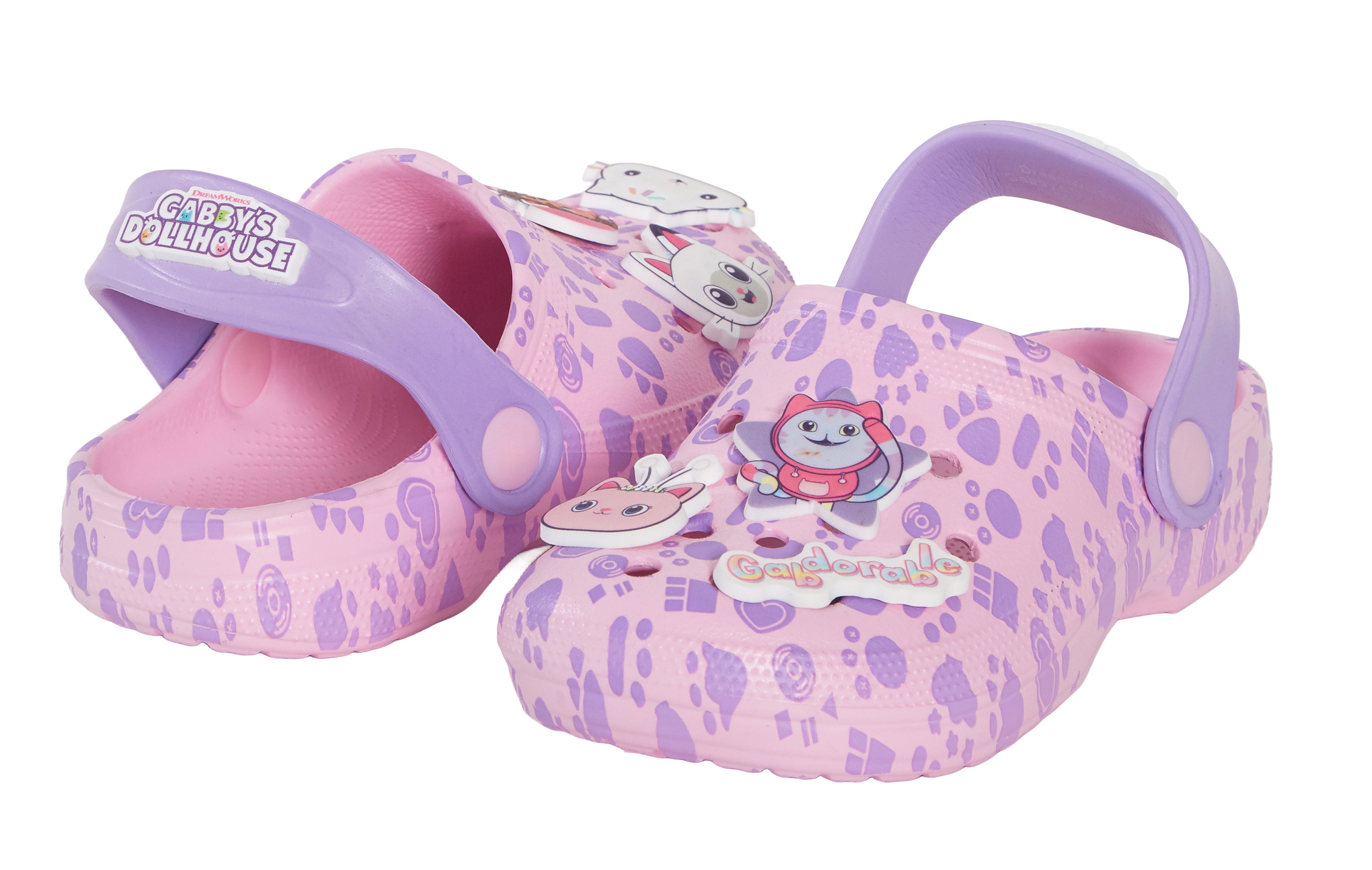 Girls Gabby's Dollhouse Clogs Sandals + Charms Badges Kids Sliders Indoor Shoes
