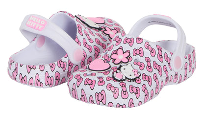 Girls Hello Kitty Clogs Sandals + Charms Badges Kids Sliders Kitten Indoor Shoes