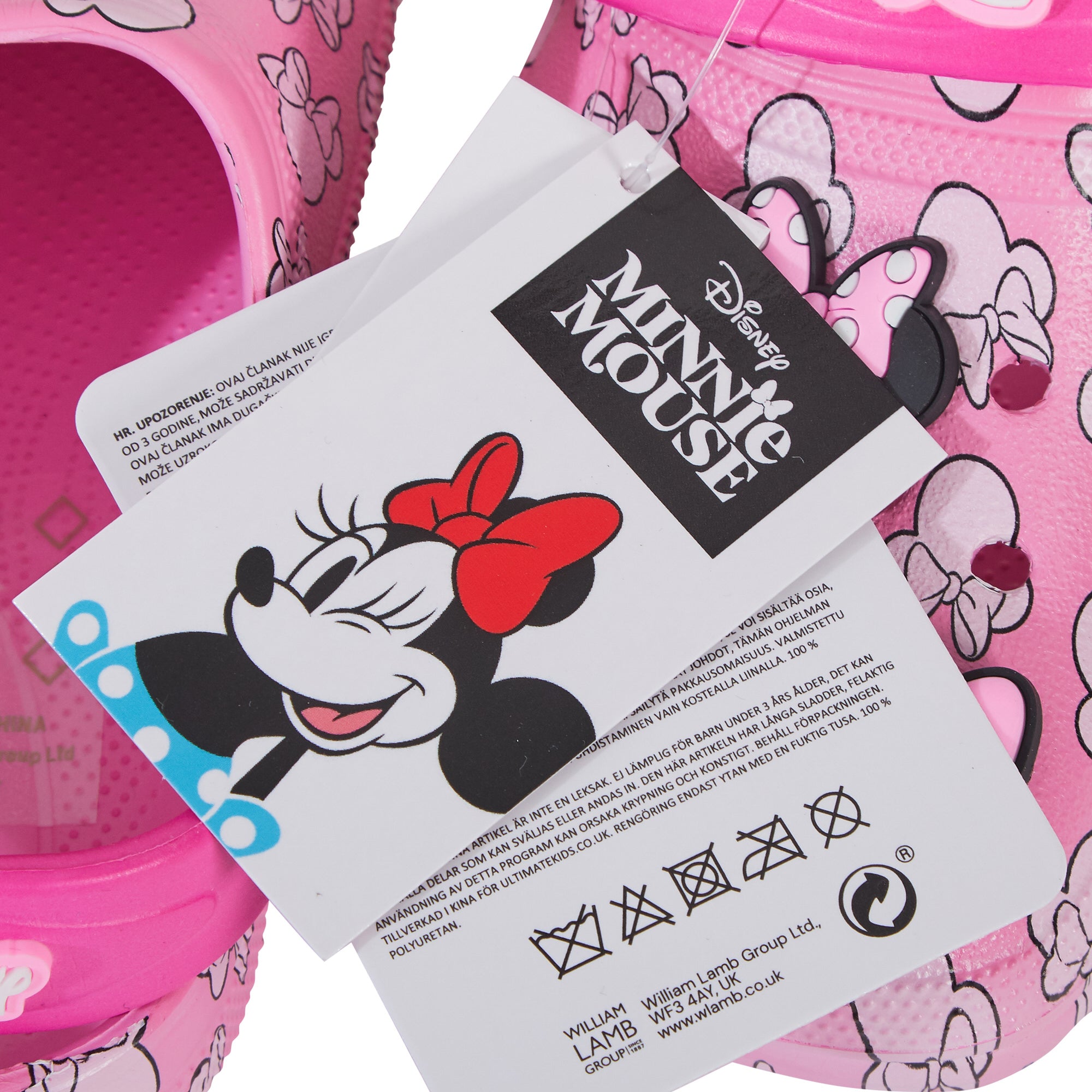 Disney Minnie Mouse Clogs Sandals + Charms badges Kids Sliders Indoor Shoes