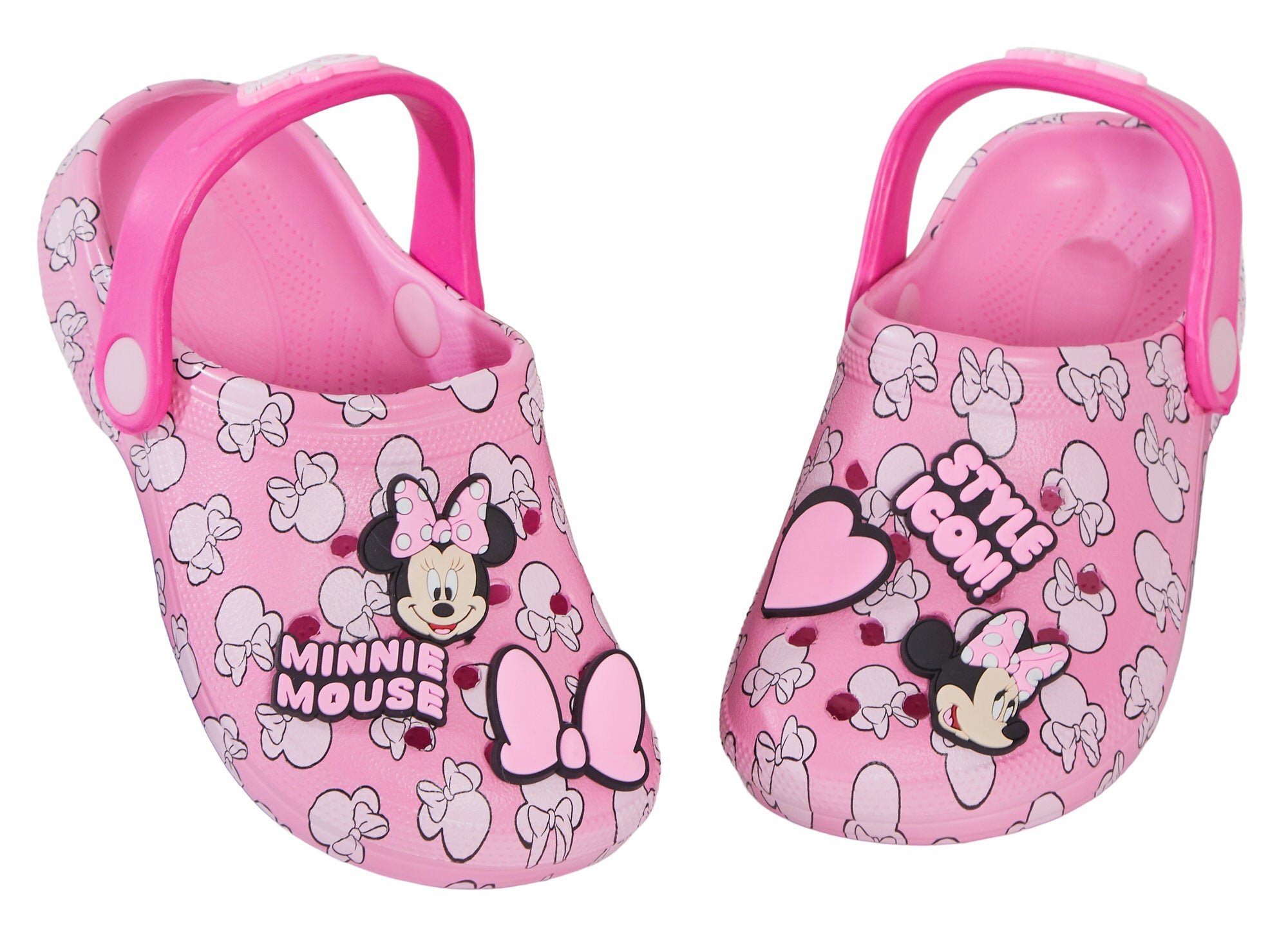 Disney Minnie Mouse Clogs Sandals + Charms badges Kids Sliders Indoor Shoes