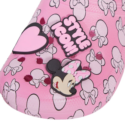 Disney Minnie Mouse Clogs Sandals + Charms badges Kids Sliders Indoor Shoes