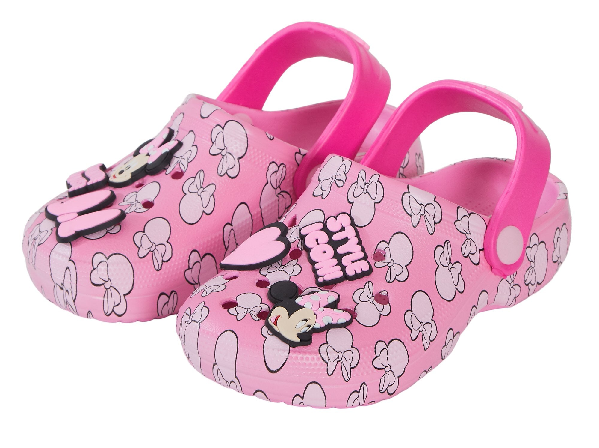 Disney Minnie Mouse Clogs Sandals + Charms badges Kids Sliders Indoor Shoes