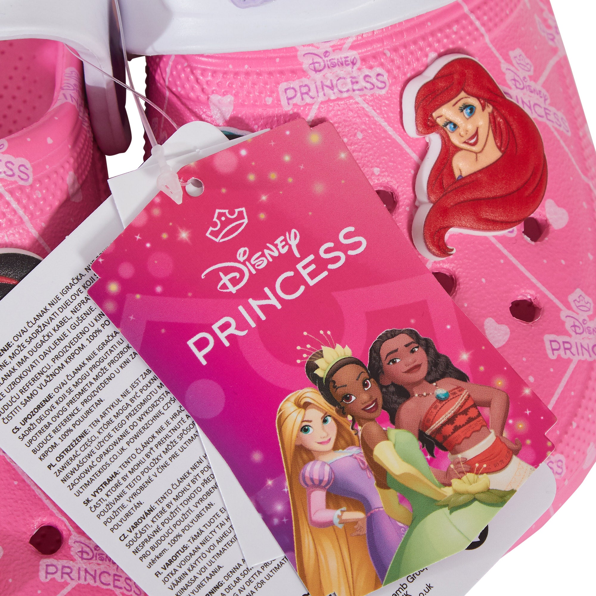 Disney Princess Clogs Sandals + Charms Badges Kids Princess Sliders Indoor Shoes