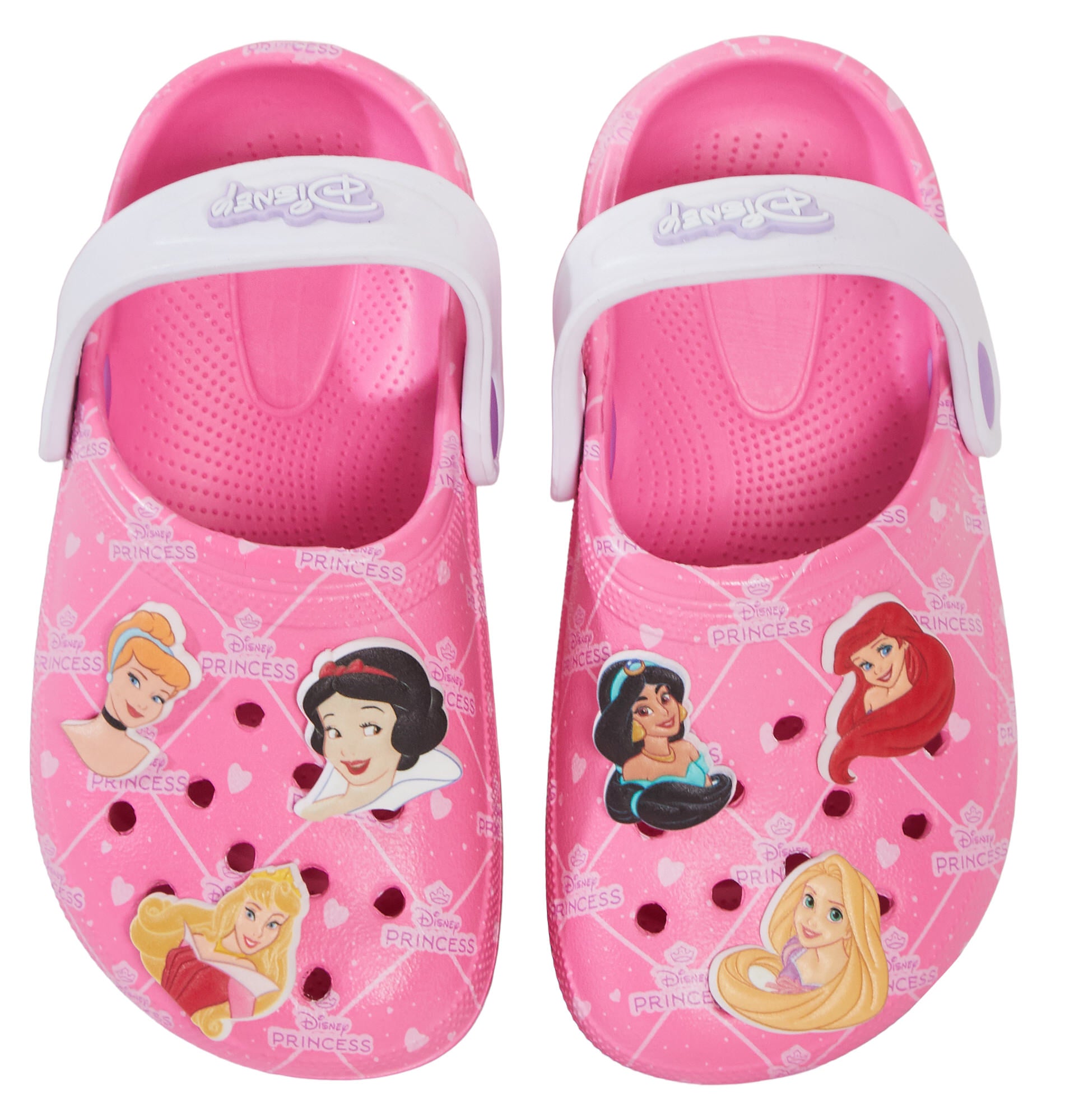 Disney Princess Clogs Sandals + Charms Badges Kids Princess Sliders Indoor Shoes